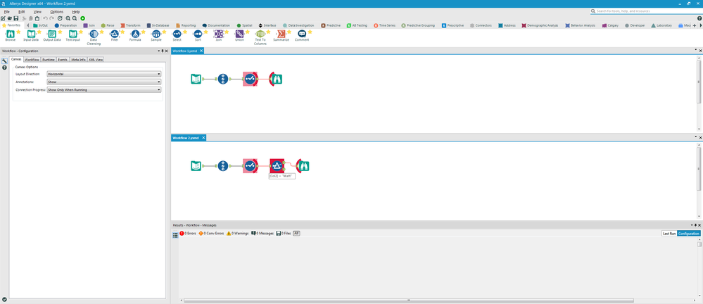 Running the command line tool will open up a new instance of Alteryx with your workflows compared visually.